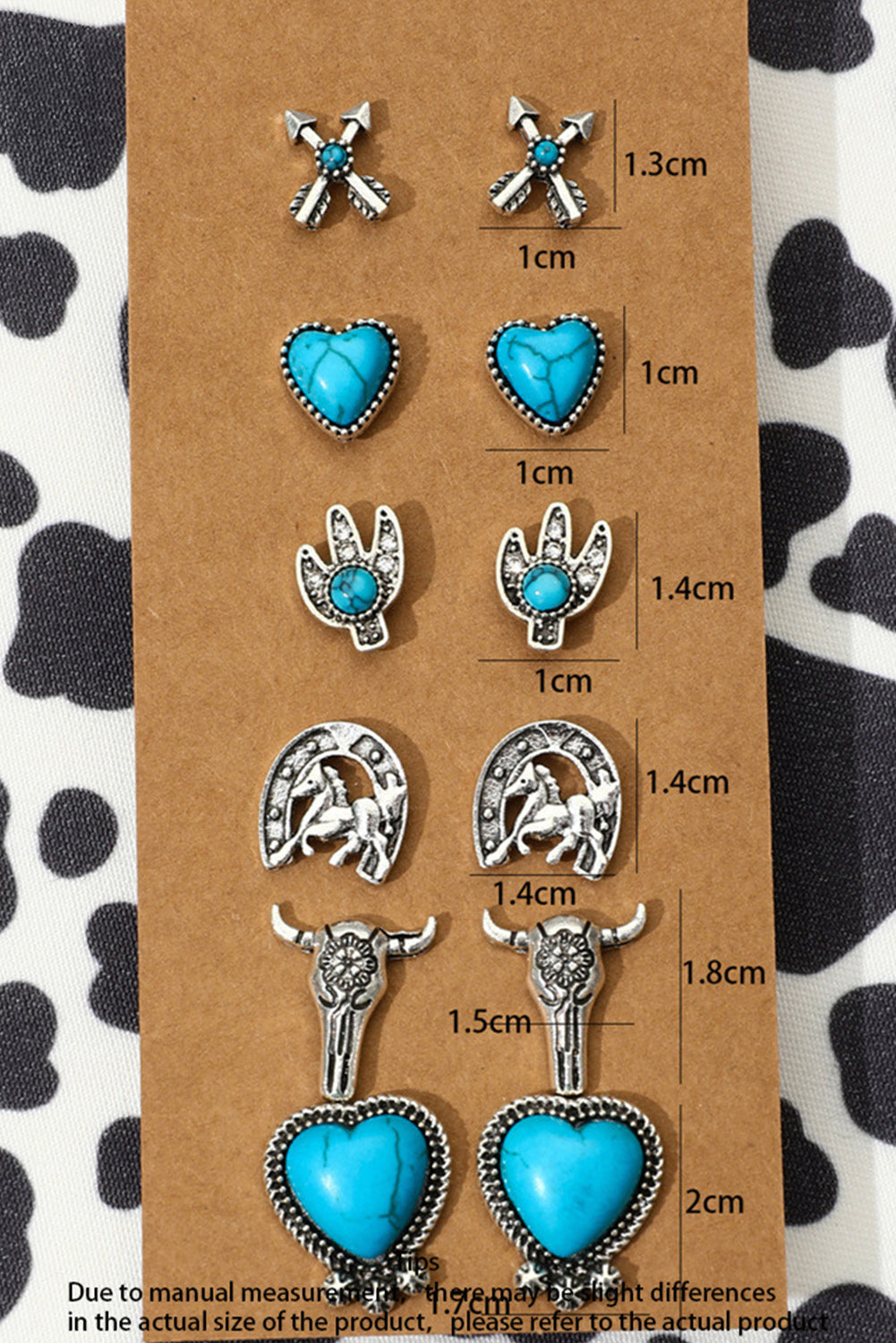 Silvery 6 Pairs Western Turquoise Stud Earrings