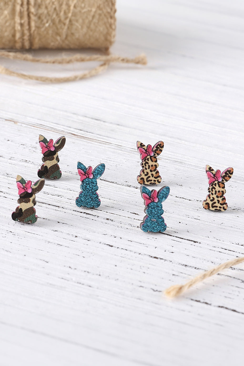 Khaki Easter Bunny 3 Pairs Different Earrings